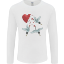 Crane Heart Anti Valentines Day Single Funny Mens Long Sleeve T-Shirt White