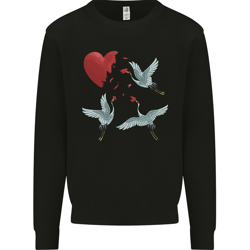 Crane Heart Anti Valentines Day Single Funny Mens Sweatshirt Jumper Black