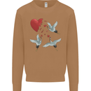 Crane Heart Anti Valentines Day Single Funny Mens Sweatshirt Jumper Caramel Latte