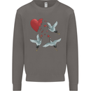 Crane Heart Anti Valentines Day Single Funny Mens Sweatshirt Jumper Charcoal