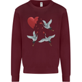 Crane Heart Anti Valentines Day Single Funny Mens Sweatshirt Jumper Maroon
