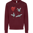 Crane Heart Anti Valentines Day Single Funny Mens Sweatshirt Jumper Maroon