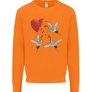 Crane Heart Anti Valentines Day Single Funny Mens Sweatshirt Jumper Orange