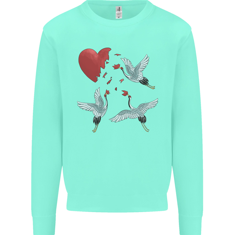 Crane Heart Anti Valentines Day Single Funny Mens Sweatshirt Jumper Peppermint