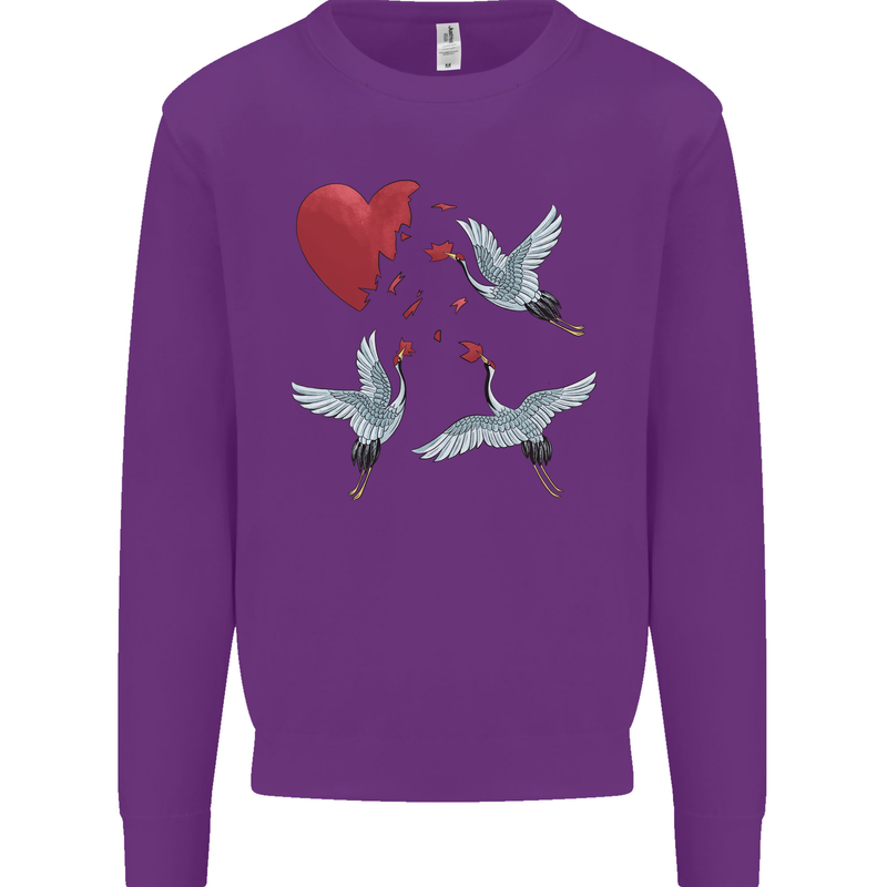 Crane Heart Anti Valentines Day Single Funny Mens Sweatshirt Jumper Purple