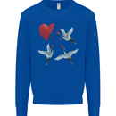Crane Heart Anti Valentines Day Single Funny Mens Sweatshirt Jumper Royal Blue