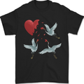 Crane Heart Anti Valentines Day Single Funny Mens T-Shirt 100% Cotton Black