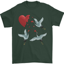 Crane Heart Anti Valentines Day Single Funny Mens T-Shirt 100% Cotton Forest Green