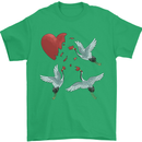 Crane Heart Anti Valentines Day Single Funny Mens T-Shirt 100% Cotton Irish Green