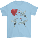 Crane Heart Anti Valentines Day Single Funny Mens T-Shirt 100% Cotton Light Blue