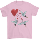 Crane Heart Anti Valentines Day Single Funny Mens T-Shirt 100% Cotton Light Pink