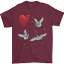 Crane Heart Anti Valentines Day Single Funny Mens T-Shirt 100% Cotton Maroon