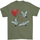 Crane Heart Anti Valentines Day Single Funny Mens T-Shirt 100% Cotton Military Green