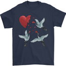 Crane Heart Anti Valentines Day Single Funny Mens T-Shirt 100% Cotton Navy Blue