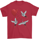 Crane Heart Anti Valentines Day Single Funny Mens T-Shirt 100% Cotton Red