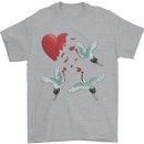 Crane Heart Anti Valentines Day Single Funny Mens T-Shirt 100% Cotton Sports Grey