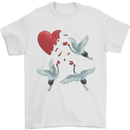 Crane Heart Anti Valentines Day Single Funny Mens T-Shirt 100% Cotton White