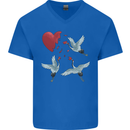 Crane Heart Anti Valentines Day Single Funny Mens V-Neck Cotton T-Shirt Royal Blue
