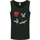 Crane Heart Anti Valentines Day Single Funny Mens Vest Tank Top Black