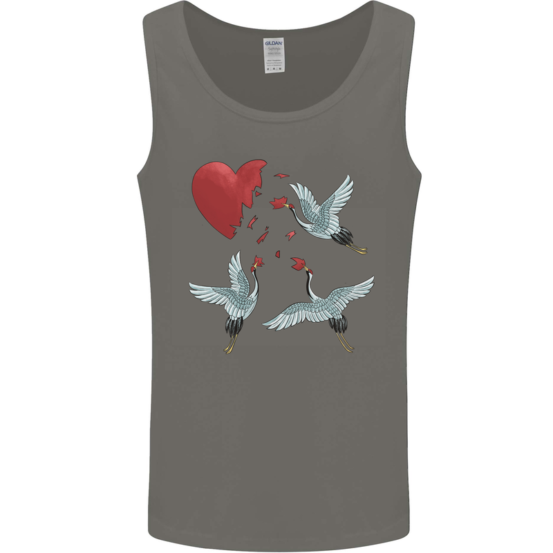 Crane Heart Anti Valentines Day Single Funny Mens Vest Tank Top Charcoal