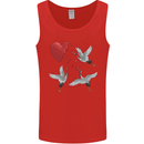 Crane Heart Anti Valentines Day Single Funny Mens Vest Tank Top Red