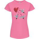 Crane Heart Anti Valentines Day Single Funny Womens Petite Cut T-Shirt Azalea