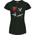 Crane Heart Anti Valentines Day Single Funny Womens Petite Cut T-Shirt Black