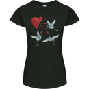Crane Heart Anti Valentines Day Single Funny Womens Petite Cut T-Shirt Black