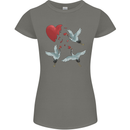 Crane Heart Anti Valentines Day Single Funny Womens Petite Cut T-Shirt Charcoal