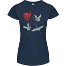 Crane Heart Anti Valentines Day Single Funny Womens Petite Cut T-Shirt Navy Blue