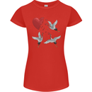 Crane Heart Anti Valentines Day Single Funny Womens Petite Cut T-Shirt Red