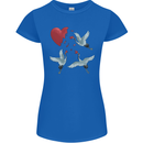 Crane Heart Anti Valentines Day Single Funny Womens Petite Cut T-Shirt Royal Blue