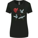 Crane Heart Anti Valentines Day Single Funny Womens Wider Cut T-Shirt Black