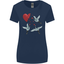 Crane Heart Anti Valentines Day Single Funny Womens Wider Cut T-Shirt Navy Blue