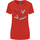 Crane Heart Anti Valentines Day Single Funny Womens Wider Cut T-Shirt Red