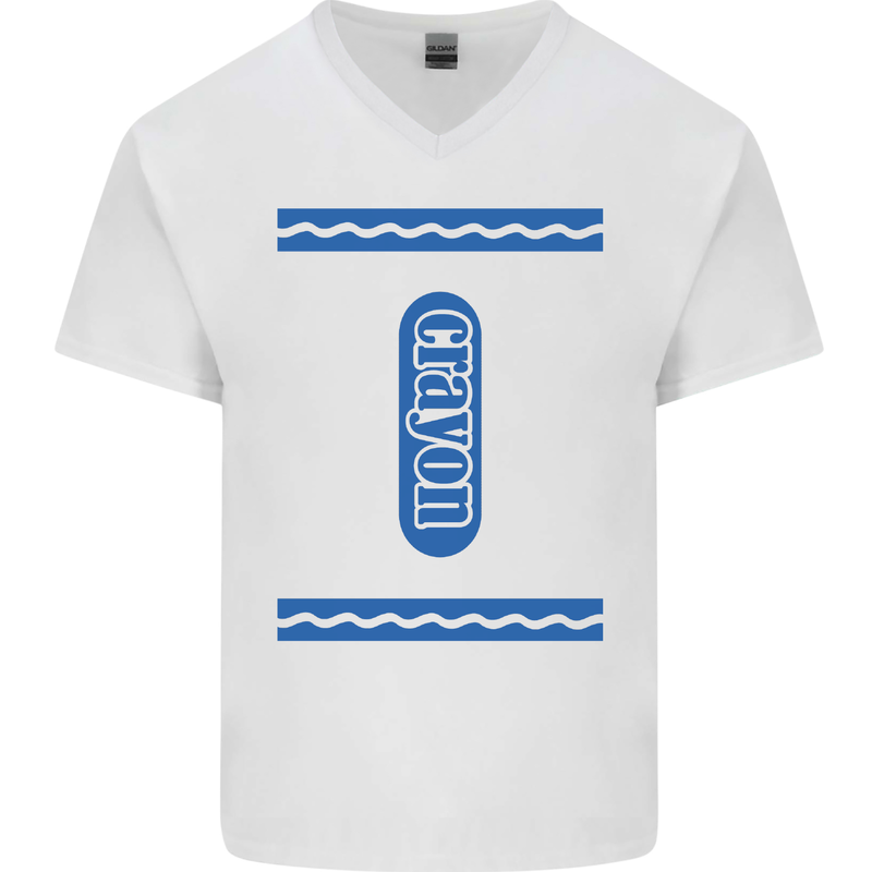Crayon Fancy Dress Outfit Costume Funny Mens V-Neck Cotton T-Shirt White