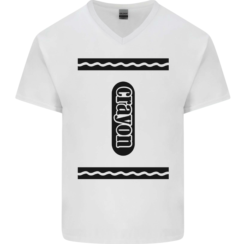 Crayon Fancy Dress Outfit Costume Funny Mens V-Neck Cotton T-Shirt White