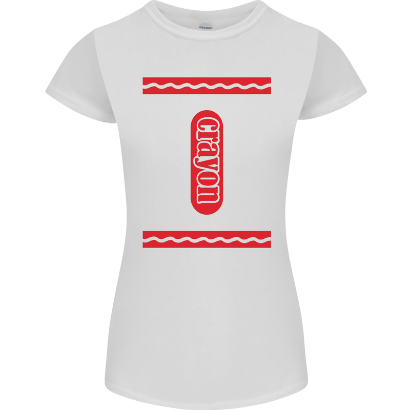 Crayon Fancy Dress Outfit Costume Funny Womens Petite Cut T-Shirt White