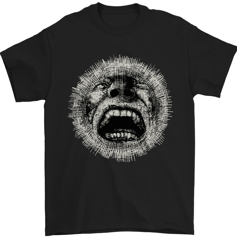 Crazy Face Gothic Skull Biker Motorcycle Mens T-Shirt Cotton Gildan Black