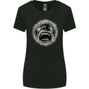 Crazy Face Gothic Skull Biker Motorcycle Womens Wider Cut T-Shirt Black