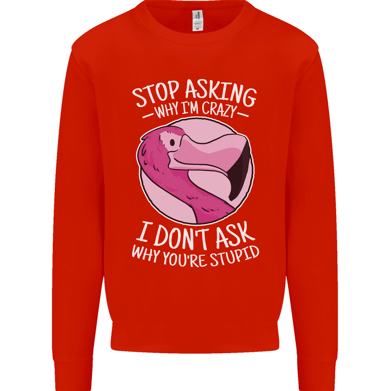 Crazy Stupid Funny Sarcastic Slogan Sarcasm Mens Sweatshirt Jumper Bright Red