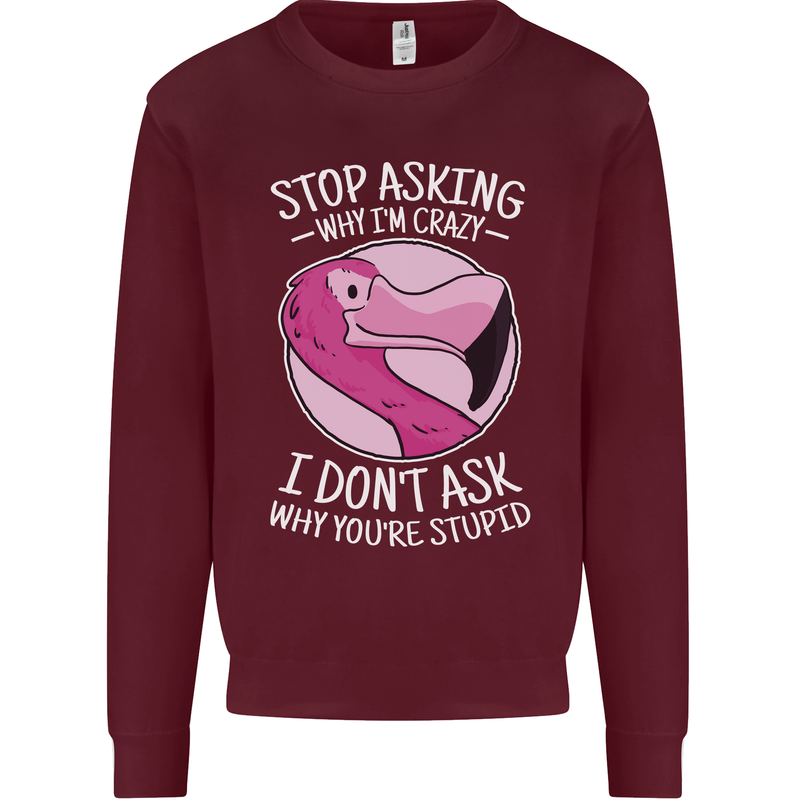 Crazy Stupid Funny Sarcastic Slogan Sarcasm Mens Sweatshirt Jumper Maroon