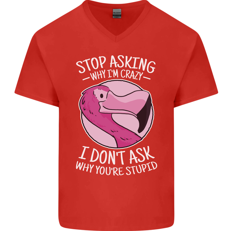 Crazy Stupid Funny Sarcastic Slogan Sarcasm Mens V-Neck Cotton T-Shirt Red