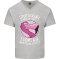 Crazy Stupid Funny Sarcastic Slogan Sarcasm Mens V-Neck Cotton T-Shirt Sports Grey
