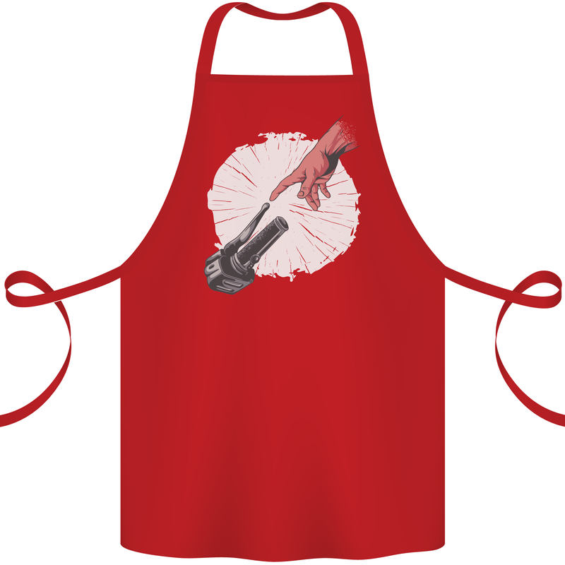 Creation Biker Motorbike Motorcycle Funny Cotton Apron 100% Organic Red