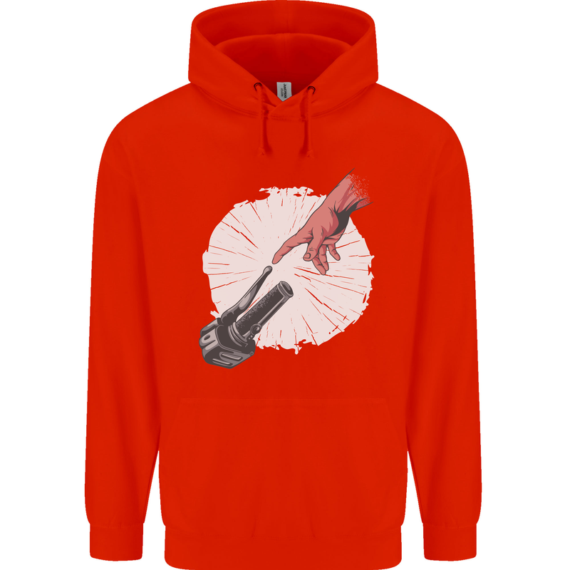 Creation Biker Motorbike Motorcycle Funny Mens 80% Cotton Hoodie Bright Red