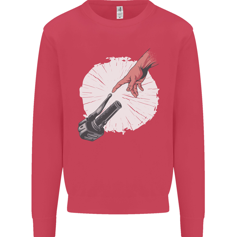 Creation Biker Motorbike Motorcycle Funny Mens Sweatshirt Jumper Heliconia