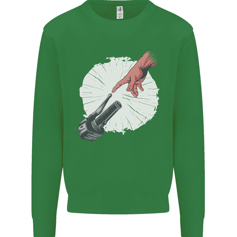 Creation Biker Motorbike Motorcycle Funny Mens Sweatshirt Jumper Irish Green