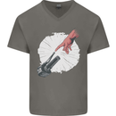 Creation Biker Motorbike Motorcycle Funny Mens V-Neck Cotton T-Shirt Charcoal