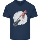 Creation Biker Motorbike Motorcycle Funny Mens V-Neck Cotton T-Shirt Navy Blue